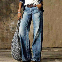 Women's High-Waist Wide-Leg Jeans, Relaxed Straight Denim Jeans