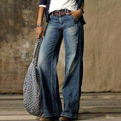Women's High-Waist Wide-Leg Jeans, Relaxed Straight Denim Jeans