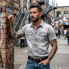 Vintage Western Denim Shirt(Short Sleeves)