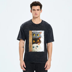 Tokyo-Tiger Three Cute Cats Watch You Washed T-Shirt