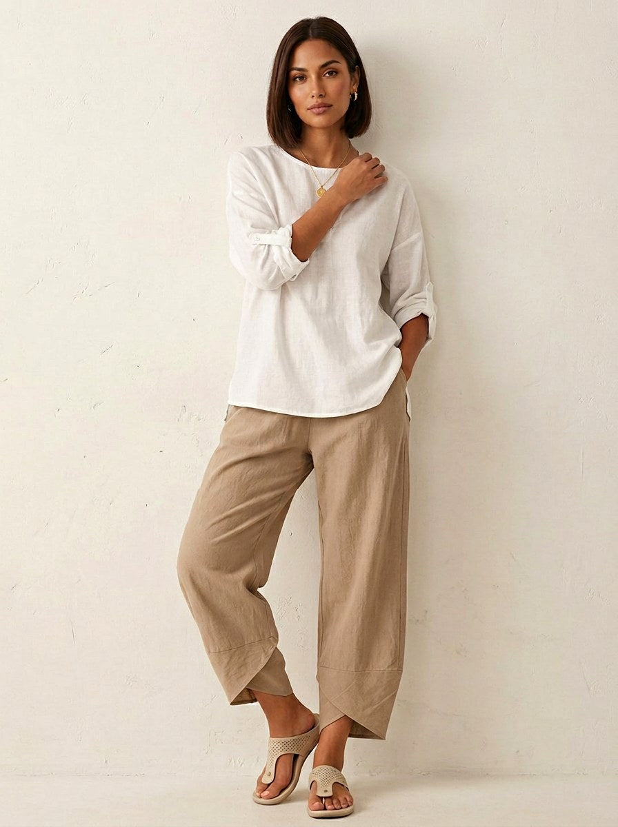 Esme | Women's Lightweight Linen Trousers, Breathable Autumn Trousers