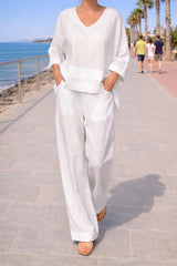 Trinity | Women's Asymmetric Two-Piece Set, Breathable Cotton Linen Lounge Set