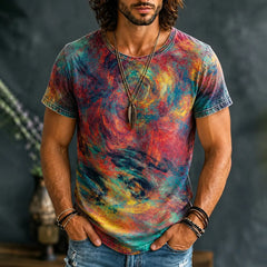 Vintage Tie Dye Hippie Art Print Casual T-shirt