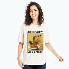 Tokyo-Tiger Capybara Eating Pasta Washed T-Shirt