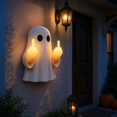Halloween Ghost Middle Finger Night Light – Funny Glowing Wall Decor