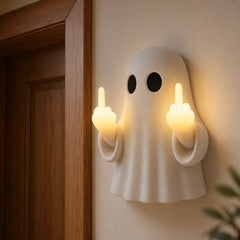 Halloween Ghost Middle Finger Night Light – Funny Glowing Wall Decor