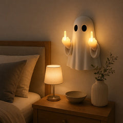 Halloween Ghost Middle Finger Night Light – Funny Glowing Wall Decor