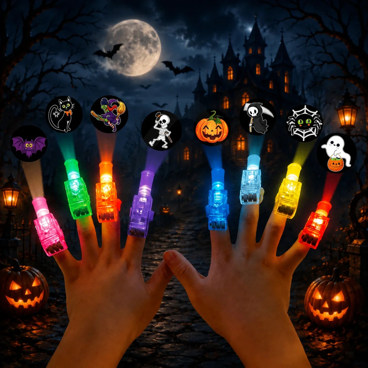 Halloween LED Projector Finger Lights – Glow Party Favor Toys