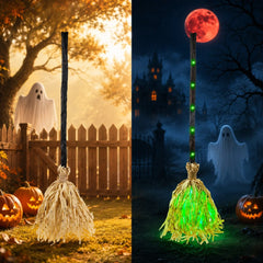 Animated Halloween Dancing Witch Broom with Lights & Spooky Sounds