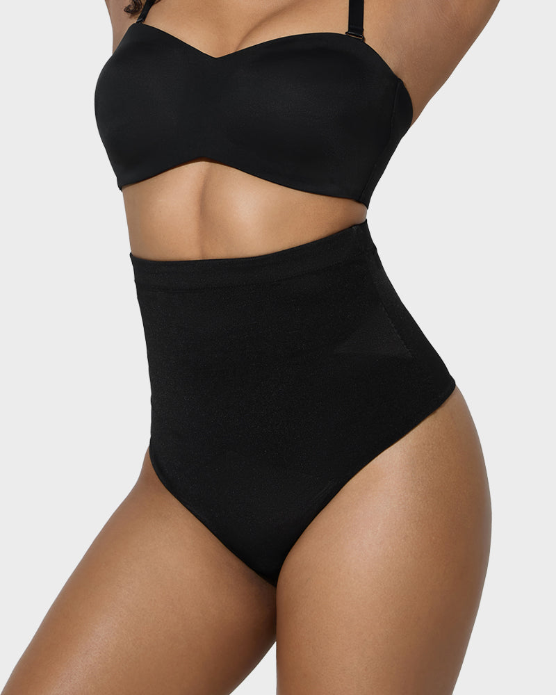 High Waist Criss-Cross Mesh Shaping Thong - view 2