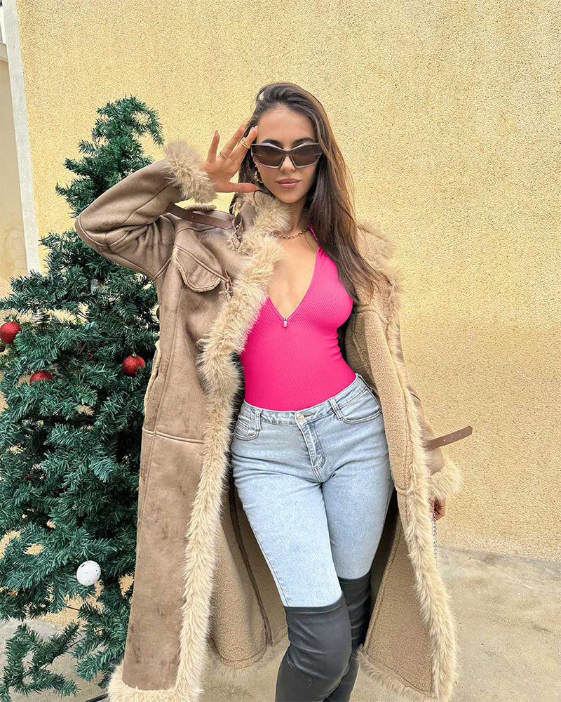 Ribbed Long Sleeve Half-Zip Shaping Bodysuit - view 15