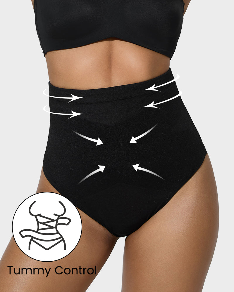 High Waist Criss-Cross Mesh Shaping Thong - view 4