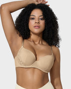 Deep V Lace Trim Full Coverage Push Up Bra - view 8