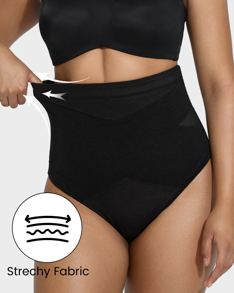 High Waist Criss-Cross Mesh Shaping Thong - view 5