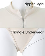 Ribbed Long Sleeve Half-Zip Shaping Bodysuit - view 7