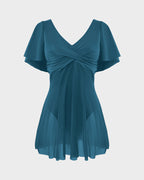 Plus Size Full Coverage Ruffle Swimdress - view 15