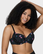 Deep V Lace Trim Full Coverage Push Up Bra - view 14