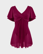 Plus Size Full Coverage Ruffle Swimdress - view 10