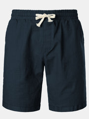 Men's Solid Color Breathable Linen & Cotton Casual Shorts