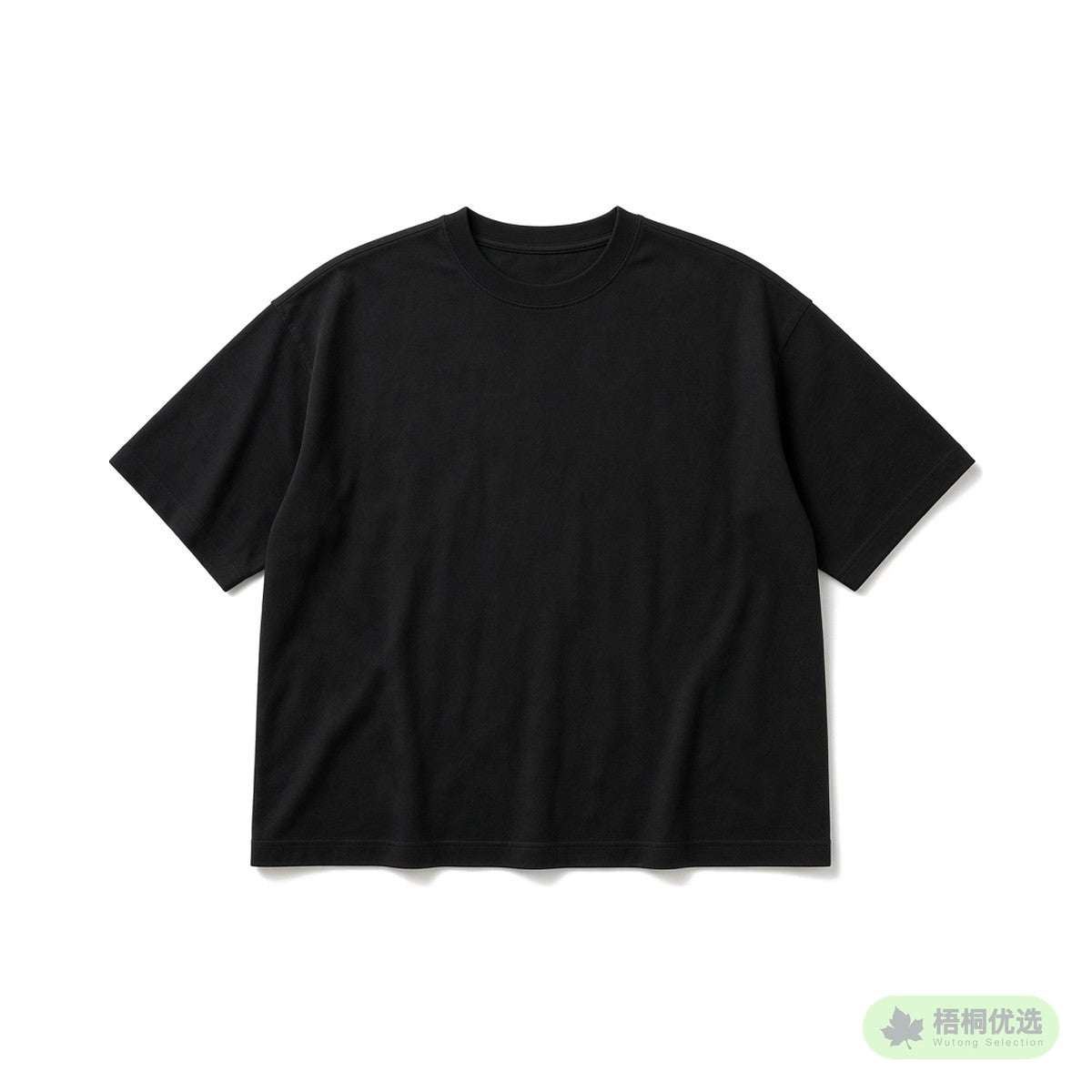 Black oversized heavyweight cotton t-shirt laid flat