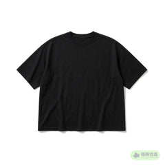 Black oversized heavyweight cotton t-shirt laid flat