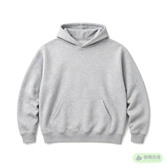 Grey relaxed fit cotton fleece hoodie laid flat