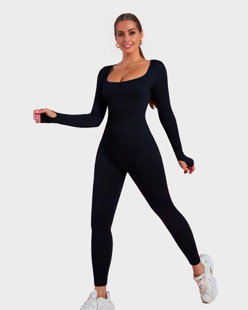 Long Sleeve Square Neck Full Body Shaper Jumpsuit - view 5