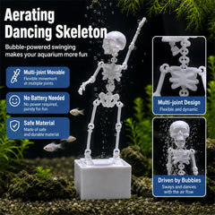 Dancing Skeleton Aquarium Ornament – Air-Powered Glow Fish Tank Decor