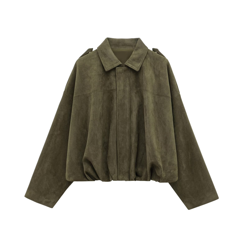 Women's Suede-Like Cropped Bomber Jacket