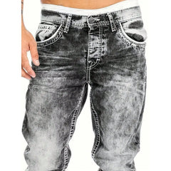 🔥 Men's Fashion Creative Stretch Denim Jeans – Minimalist Style, Perfect for Summer & Emo-Inspired Look 💙