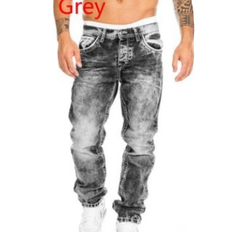 🔥 Men's Fashion Creative Stretch Denim Jeans – Minimalist Style, Perfect for Summer & Emo-Inspired Look 💙