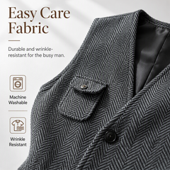 ✨ Vintage Smart Style | Men's Textured V-Neck Casual Waistcoat