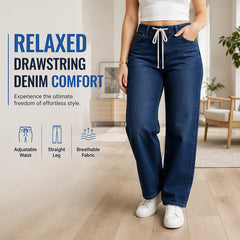 👖 Adjustable Waist, Flattering Wide-Leg Drape | Women's Drawstring Jeans