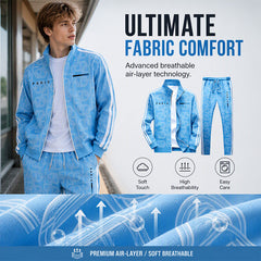 Men's Geometric Print Full-Zip Jacket & Pants Set