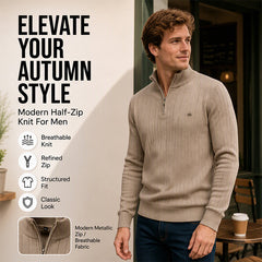 ⚡Free Shipping⚡Men's Casual Mock Neck Half-Zip Knit Sweater