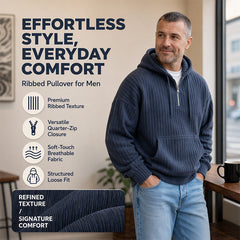 🍂50% OFF!!🎁Not Your Ordinary Hoodie👕 — A Stylish Half-Zip Corduroy Hooded Pullover with Rich Texture, Classic Casual Charm, and a Fresh Everyday Look