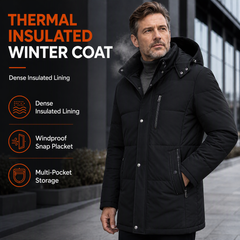 🖤Black Friday Sale:50% OFF🖤 ❄️ Men's Mid-Length Winter Padded Thickened Business Casual Cotton Coat for Middle-Aged Men