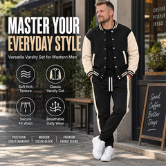 💕Free Shipping✈️Men's Color-Block Baseball Jacket & Pants Set