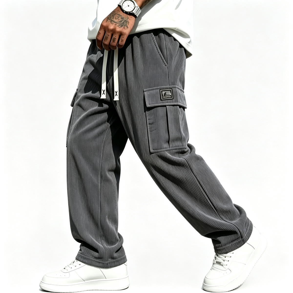 🍂Men's Relaxed Fit Corduroy Cargo Pants, Multi-Pocket Casual Trousers, Vintage Loose Outdoor Corduroy Bottoms