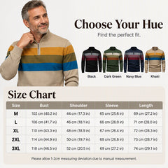 Men's Casual Slim Fit Half-Zip Striped Sweater
