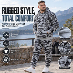 Men's Plush-Lined Camouflage Hoodie & Pants Set