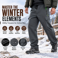 Men's Plush-Lined Waterproof Cargo Pants