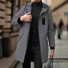 🧥 Balanced Coverage, Wind-Ready Comfort | Men's Mid-Length Hooded Windbreaker Trench