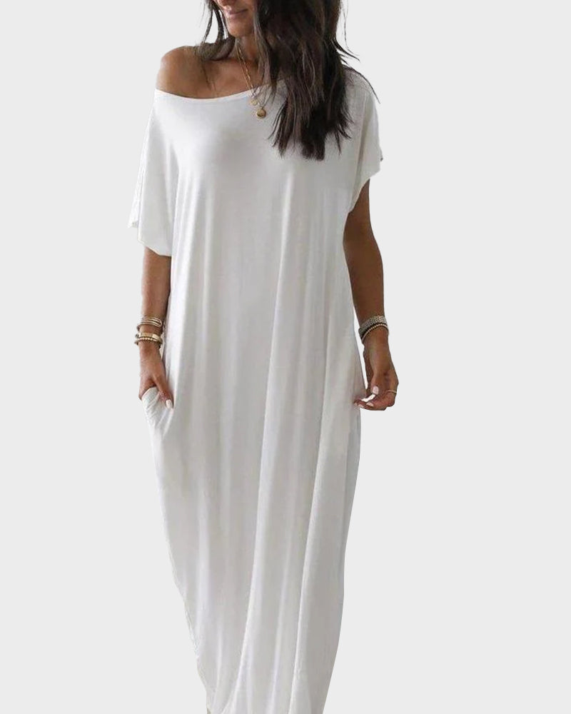 Off-Shoulder Batwing Sleeve Maxi Lounge Dress - view 3